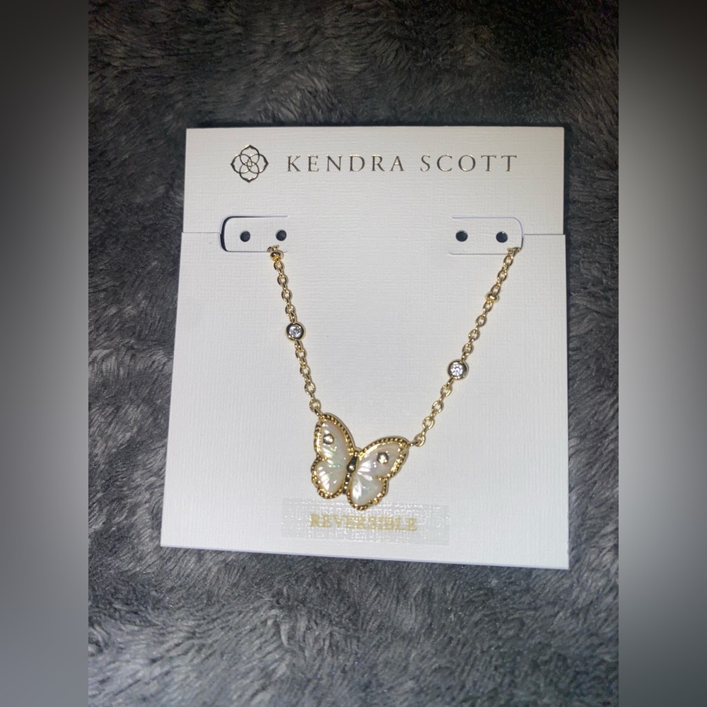 BNWT Kendra Scott Cailey Butterfly Gold & Ivory Short Pendant Necklace, 19" $85